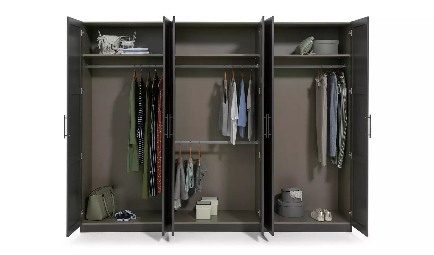Habitat Munich Panelled 6 Door Wardrobe - Anthracite